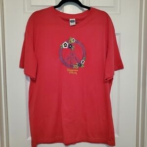 Vintage Rainforest Cafe Downtown Disney T Shirt Size XL Embroidered Peace Floral